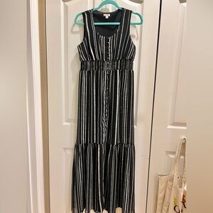 Xhilaration Black and White Striped Maxi Dress